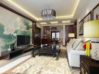 中式客厅背景墙效果图 极具文艺色彩