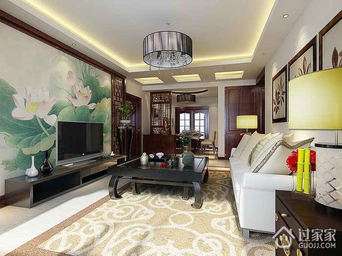 中式客厅背景墙效果图 极具文艺色彩