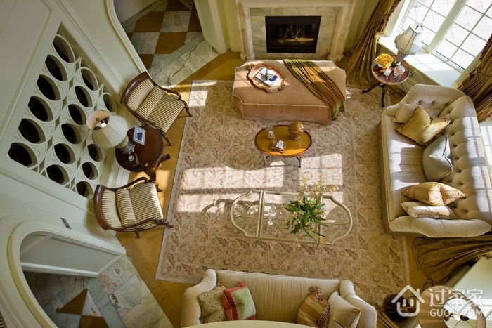 欧式风格别墅设计套图客厅俯视图