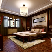 中式风格设计样板房效果图卧室