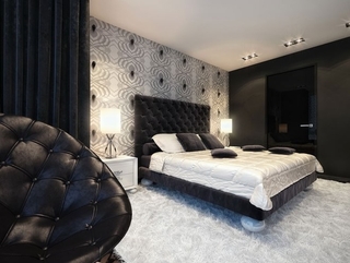 黑白现代奢华住宅欣赏卧室效果