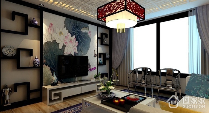 100平新中式住宅欣赏客厅设计