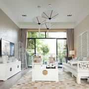 110平白色新中式住宅欣赏客厅