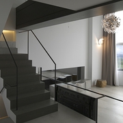 现代风格白色渲染空间楼梯间