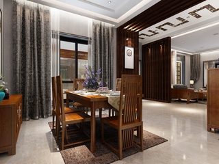 新中式典雅稳重住宅欣赏餐厅设计