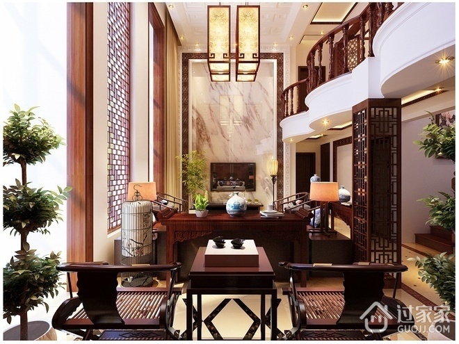 168平中式别墅欣赏客厅设计