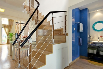 90平田园复式住宅欣赏楼梯间设计