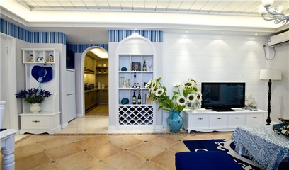 79平蓝色地中海住宅欣赏过道设计