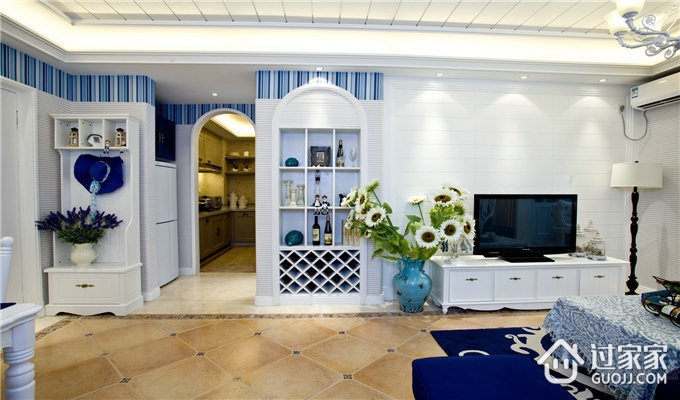 79平蓝色地中海住宅欣赏过道设计