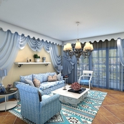蓝色地中海家居案例欣赏客厅窗帘