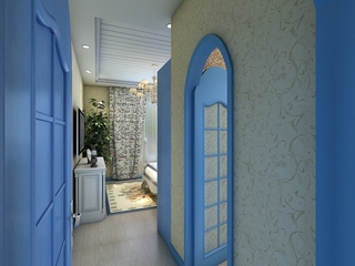 蓝色地中海家居案例欣赏过道室内门