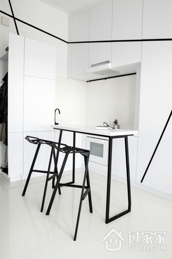 白色现代67平单身公寓欣赏厨房
