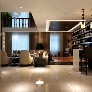 米色时尚现代复式欣赏客厅效果图