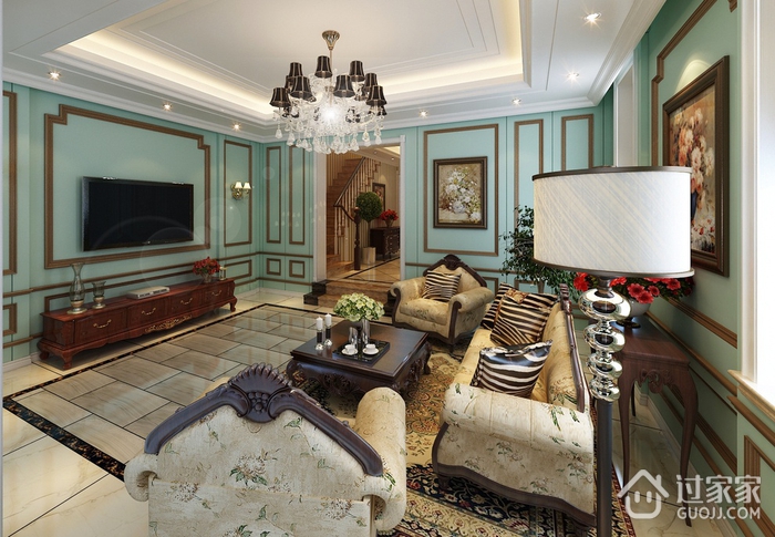 129平欧式风格住宅欣赏客厅设计
