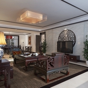 中式温馨效果图案例欣赏客厅