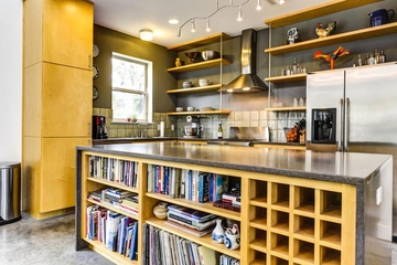 现代别墅效果图厨房书架