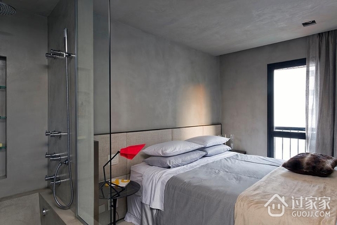 灰色现代工业风设计欣赏卧室