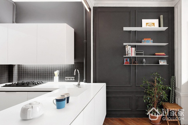 28平白色现代一居室欣赏厨房橱柜效果