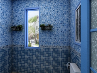 蓝色地中海家居案例欣赏卫生间窗户
