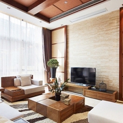东南亚木色别墅欣赏客厅