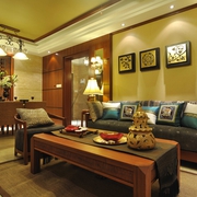 东南亚设计客厅沙发背景墙