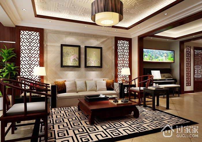 中式风格效果图案例欣赏客厅
