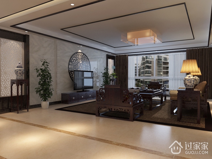 中式温馨效果图案例欣赏客厅设计