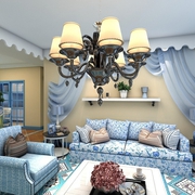 蓝色地中海家居案例欣赏客厅灯具