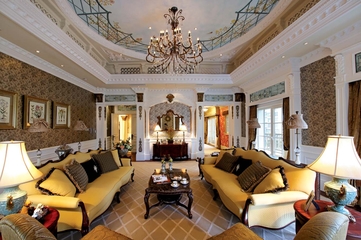 美式风格别墅装修设计效果套图客厅