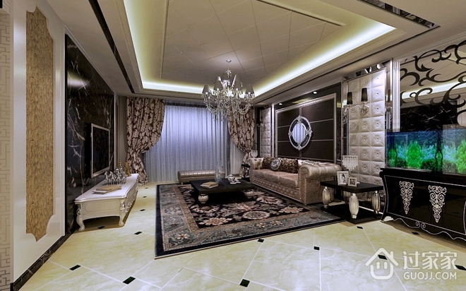 125平奢华欧式住宅欣赏客厅设计