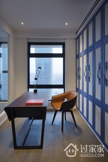 现代简约复式公寓效果图书桌