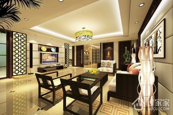 100平米新中式两居欣赏客厅