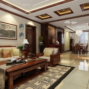 109平新中式住宅欣赏客厅背景墙