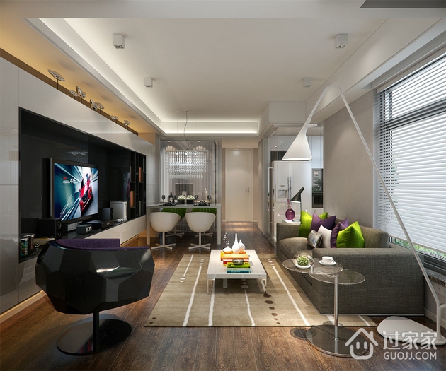 98平现代风格住宅欣赏客厅设计图