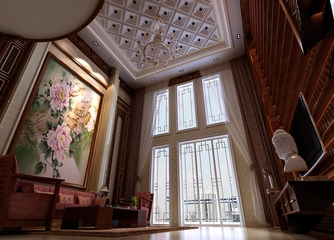 中式风格装修效果设计套图客厅吊顶