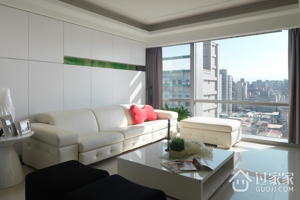 现代简约风格装饰客厅白色沙发