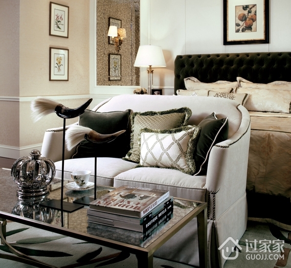 美式风格效果图卧室沙发