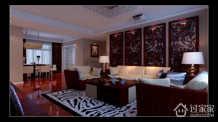 中式风格住宅装饰效果套图沙发背景