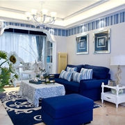 79平蓝色地中海住宅欣赏客厅设计