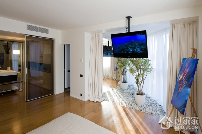 现代白色110公寓欣赏卧室效果