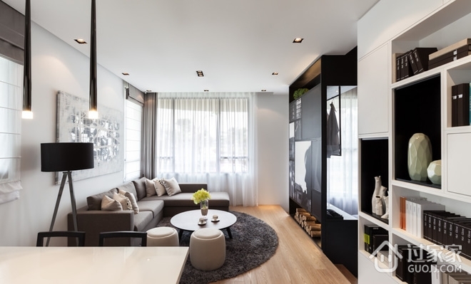 66平现代质感公寓欣赏客厅