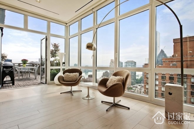 顶层124平现代公寓欣赏客厅