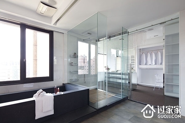 现代白色公寓效果图欣赏淋浴间