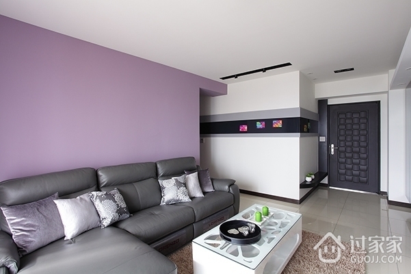 简约紫色淡雅空间效果图客厅陈设