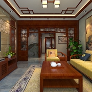 中式装饰效果图设计套图客厅全景