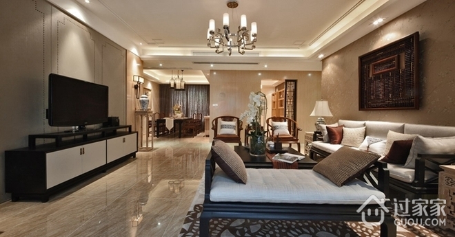 105平新中式风格住宅欣赏客厅