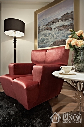 新古典风复式设计红色沙发