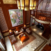 中式风格装饰设计效果客厅俯视图