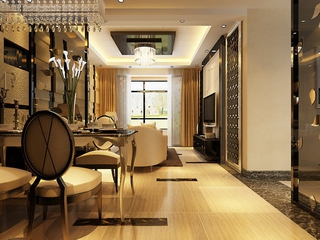 110平新古典三居样板房欣赏餐厅餐桌设计