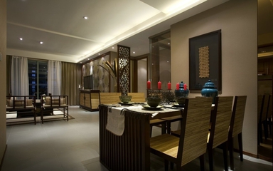 雅致中式三居室案例欣赏餐厅餐桌效果